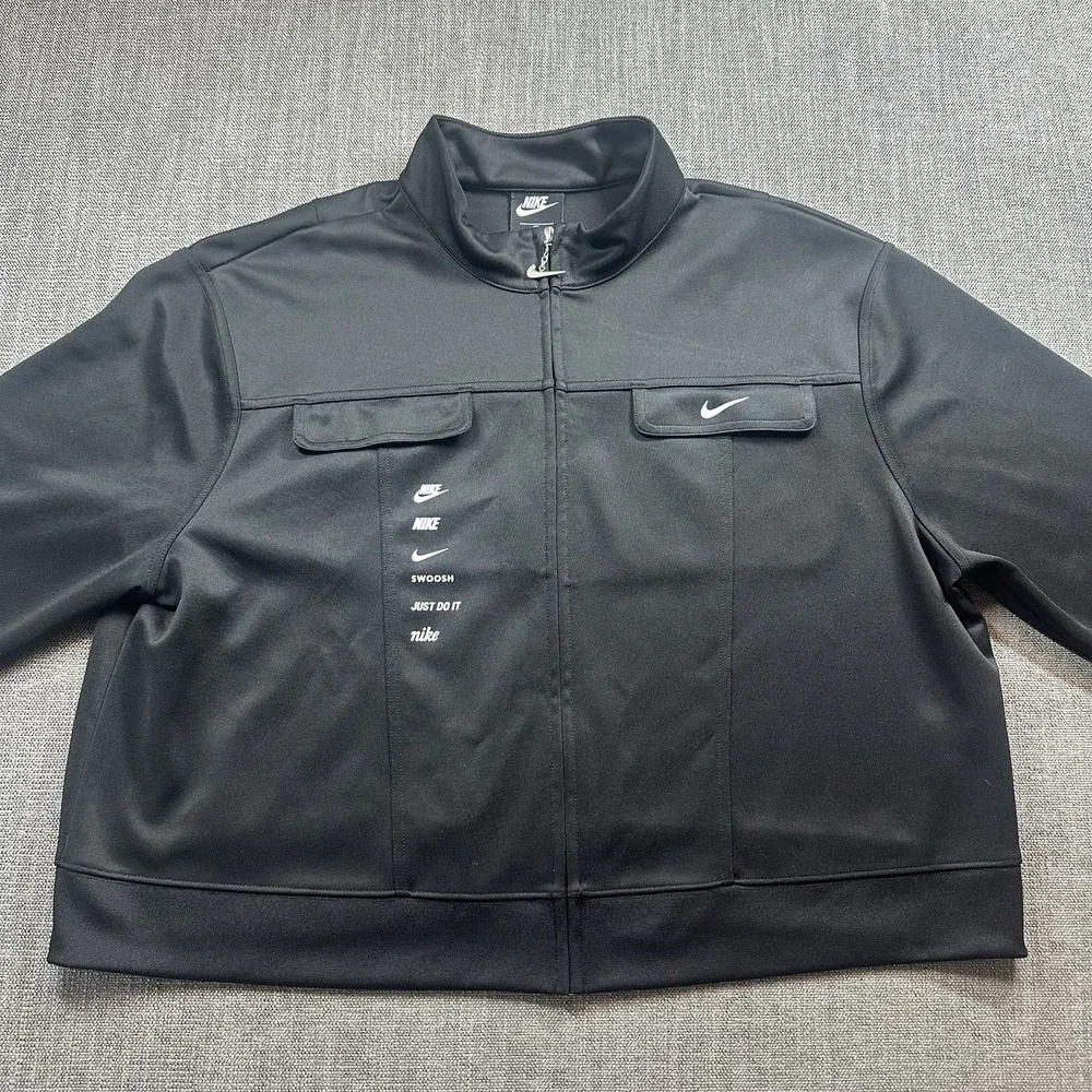 Nike‎ Sportswear Swoosh Polyknit Jacket Women 1X Black Full Zip Track Athletic